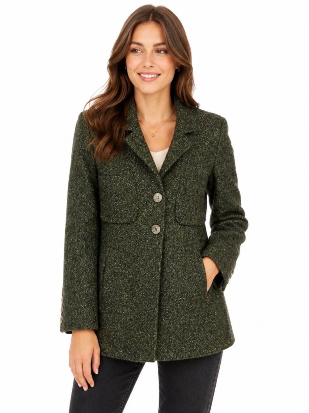 Liviana Conti Green Wool Alpaca Blend Knit Jacket - Made in Italy